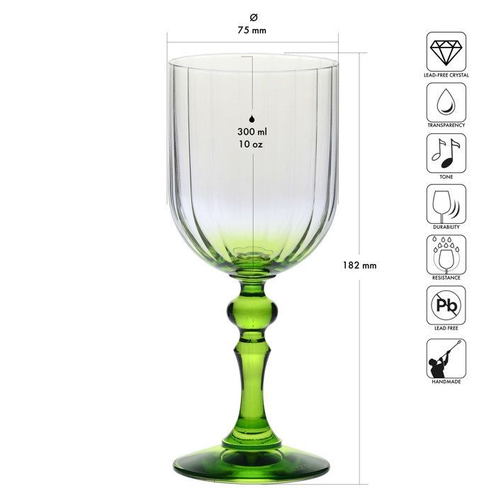 KROSNO Bubble ljusgröna vinglas, set om 2, 300 ml