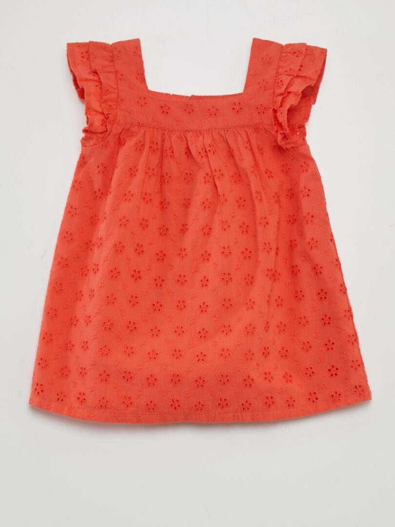 Jurk met Engelse steken - ROOD