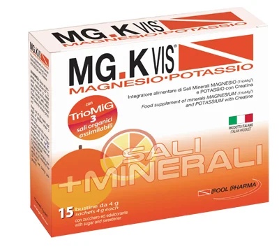 MGK-VIS MG.K Vis Complément alimentaire aux sels minéraux de magnésium, potassium et orange 15 sachets contre la fatigue physique et mentale