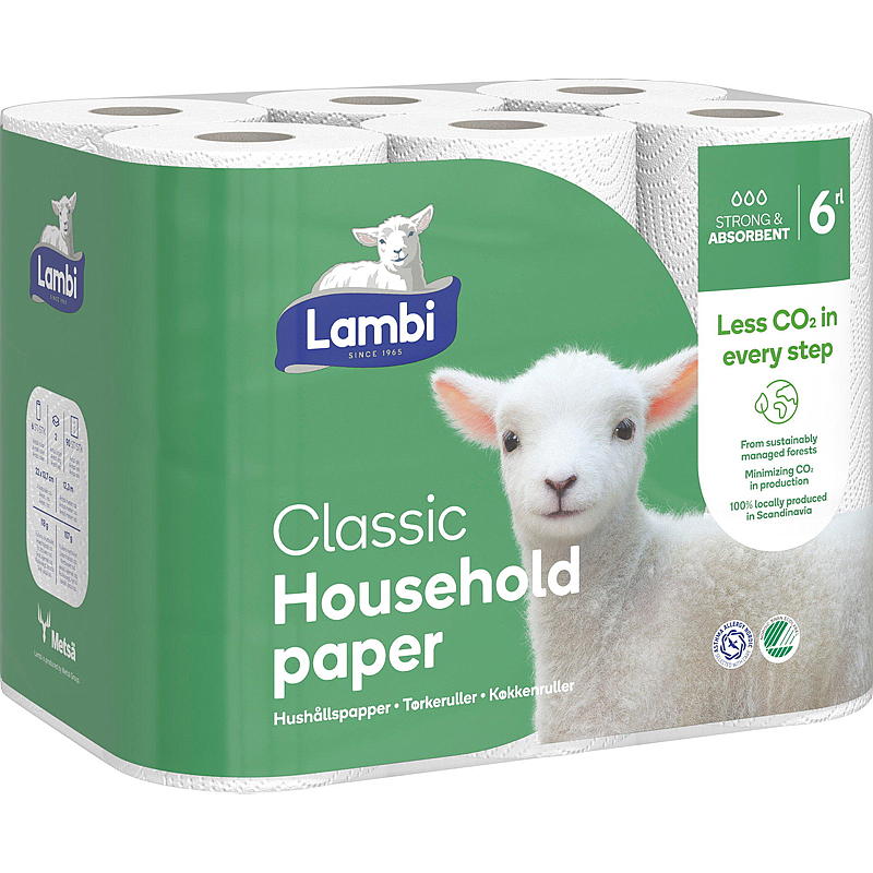 Lambi Køkkenpapir 6-pak hvid Lambi