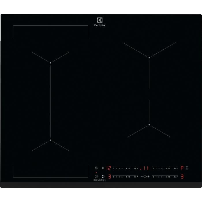 Plaque de cuisson Induction Electrolux Série 600 Flex, 60 cm, Zone Flexible, 4 Foyers, Installation facile Optifix™, Y63IV443 Noir