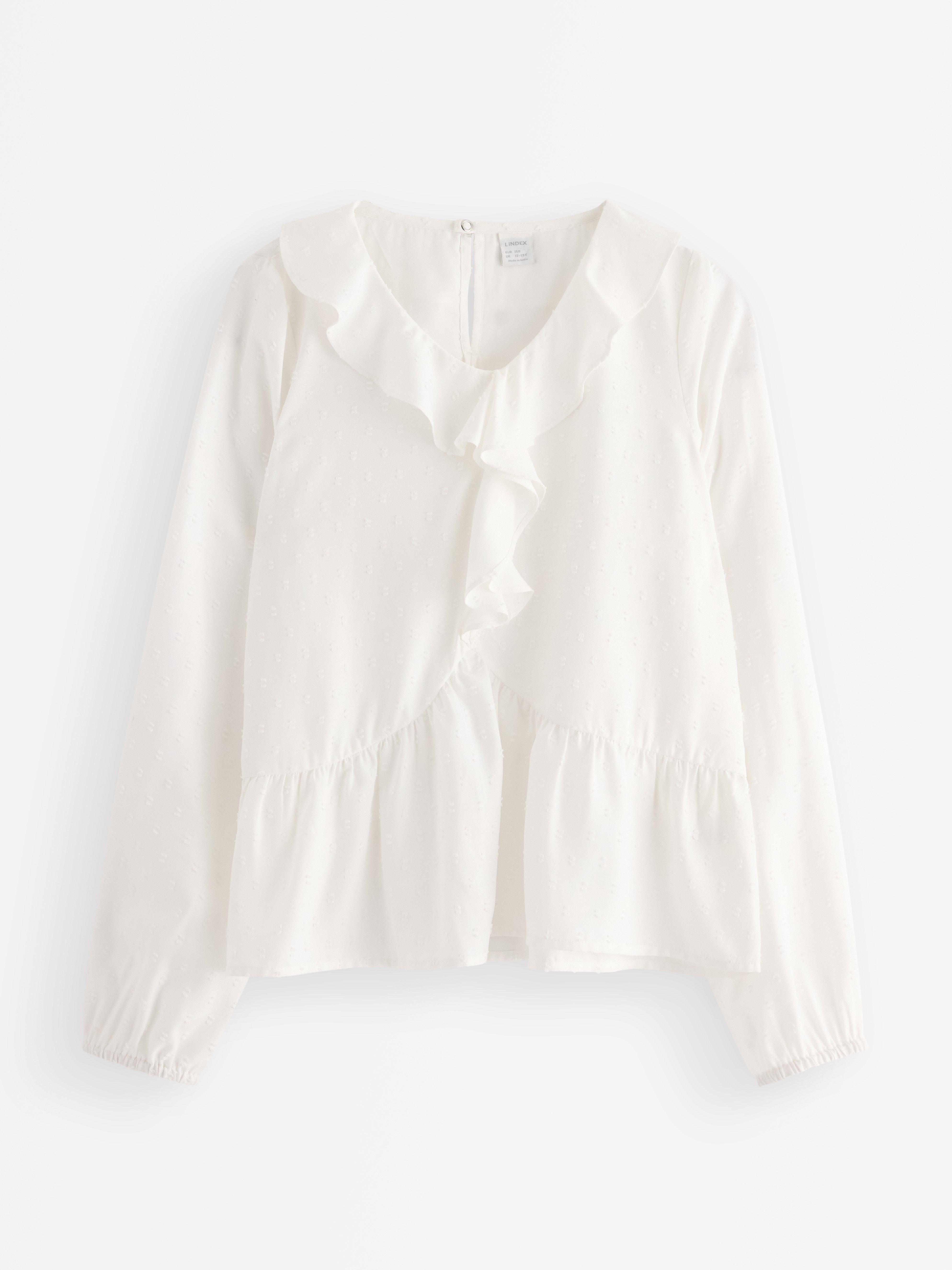 Blusa de manga larga color blanco roto