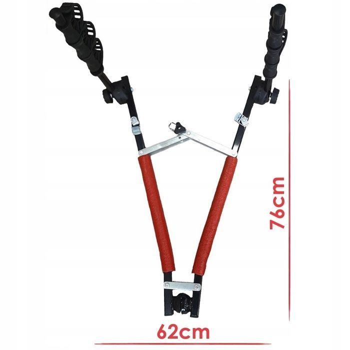 Porte-vélos sur attelage - AMOS - 3 vélos - Montage sans clé - Pliable - Bandes de fixation incluses - 62x76 cm