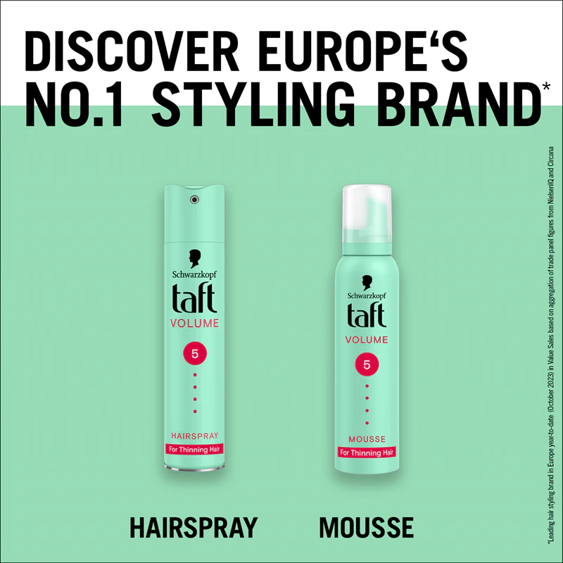 Mousse capilar Schwarzkopf Taft Volume para cabelos fracos e com queda.