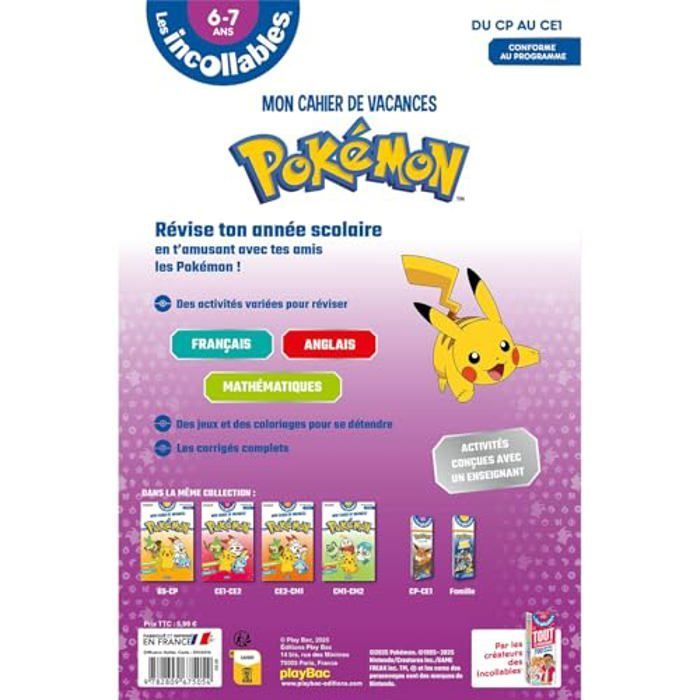 Holiday Activity Book - The Unbeatable Ones - Pokémon 2025 - Grades 1-2 - Ages 6-7 - Fun Activities
