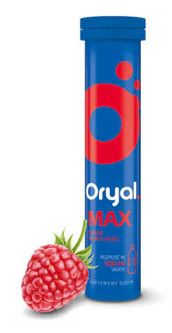 Oryal Max, Suplement diety zawierający elektrolity, Tabletki musujące, Smak malinowy