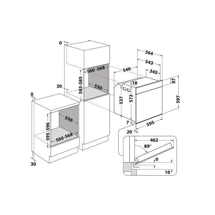 Horno empotrable Whirlpool de 73 L y 60 cm con tecnología pirolítica - WOI4S8PM1SWAF