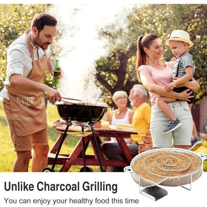 Générateur de fumée rond,acier inoxydable de haute qualité Générateur de Fumee Froide ,fumoir à viande pour grills bouilloire,fumoi
