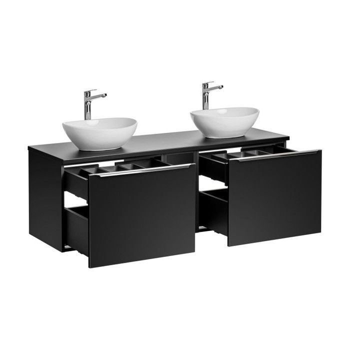 Badkamerset - GENERIC - Rosario Zwart - Dubbele wastafels - 140 cm - Wandmodel