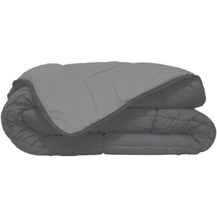 HUDSON - Edredón ligero de microfibra - 200 g/m² - Gris y plata - 240 x 260 cm