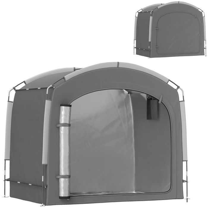 Tente de vélo - Outsunny - portable - pour 3-4 vélos - avec 2 poches latérales - 205 x 140 x 188 cm - gris foncé