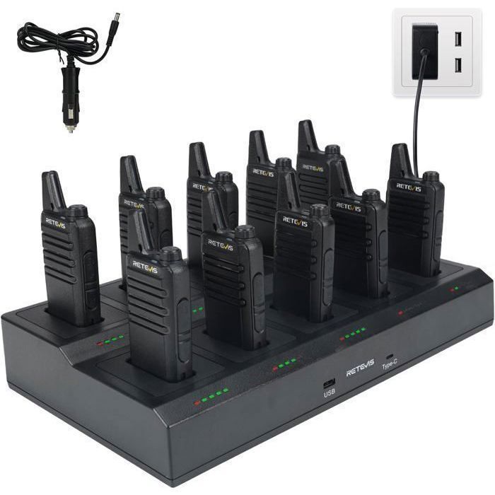 Walkie Talkie profesional Retevis RT622 con cargador, PMR446, ranura extraíble, carga eficiente, para escuelas y hoteles (10 unidades)
