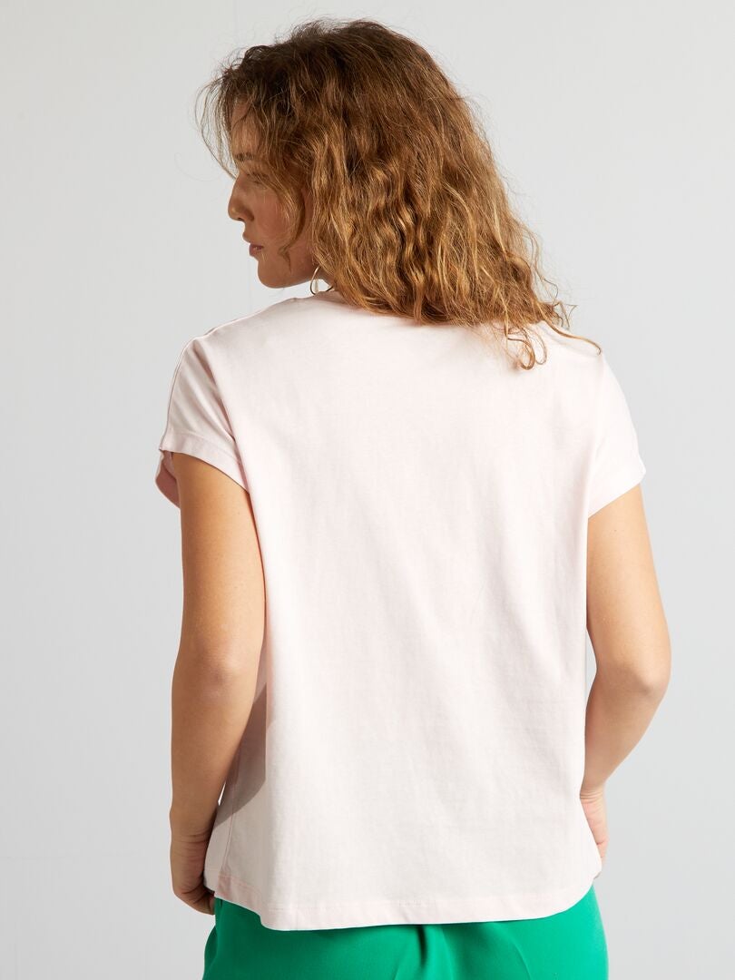 Bedrukt katoenen T-shirt - ROZE