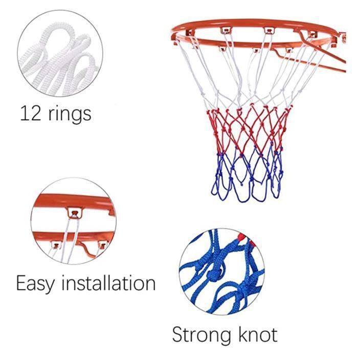 Red de baloncesto multicolor - Paquete de 2 - Nylon - 53 cm - Para interior/exterior