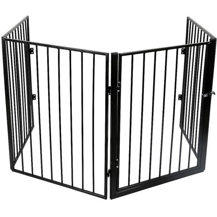 Barrière de Sécurité Enfant - KELUODAE - 4 pans Noir - 240cm - Métal