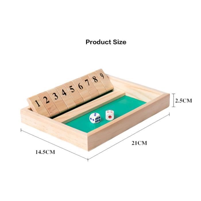 Jeu de société - Shut The Box - Bois Classique - Jeu de dés - Éducatif pour enfants
