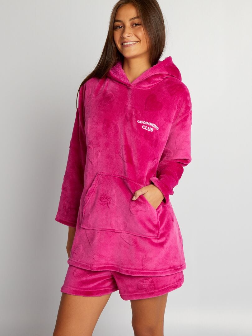 Bluza z kapturem z polaru - RÓŻOWA