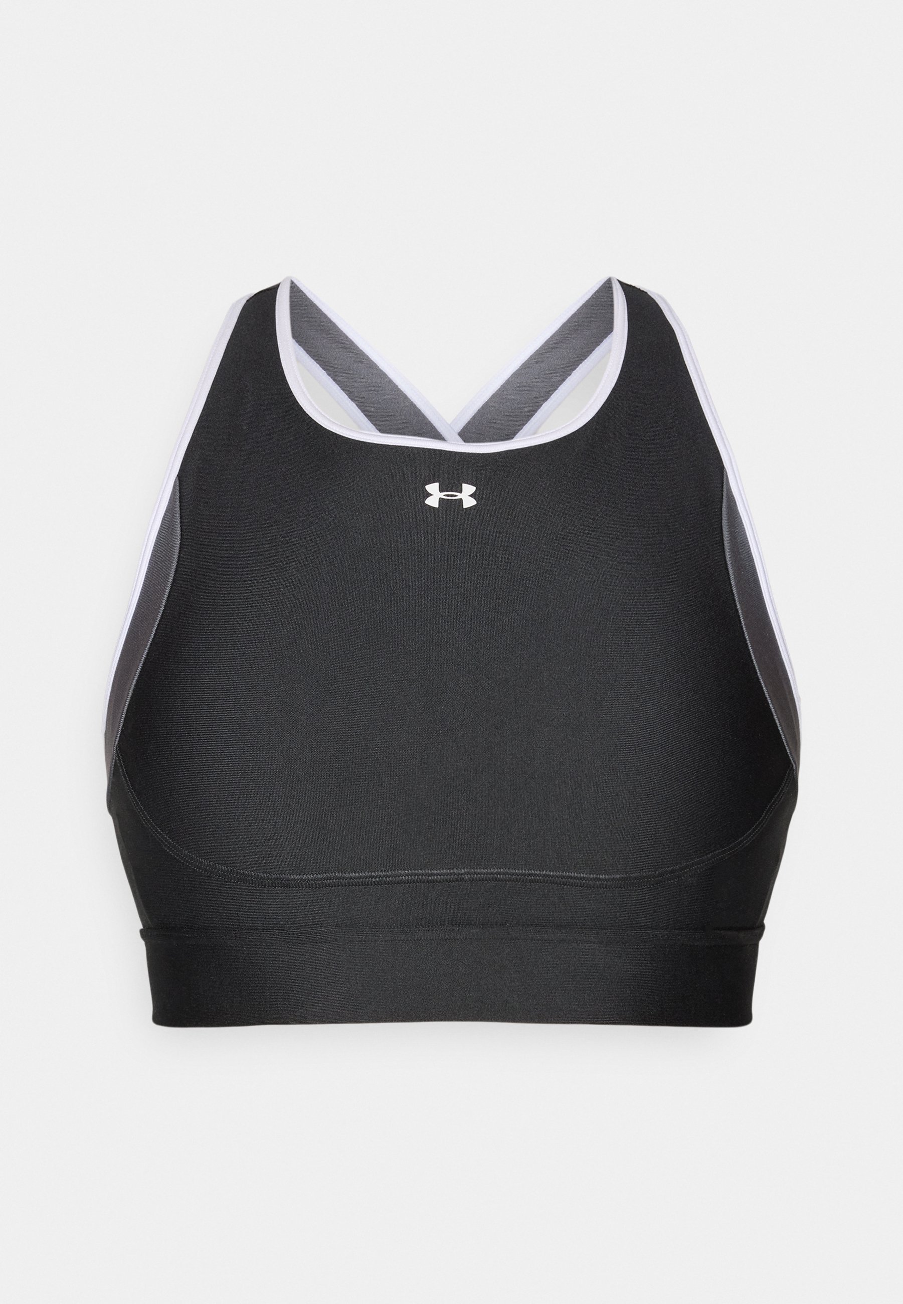 Under Armour CROSSBACK MID OPEN BACK - Sportbeha met gemiddelde ondersteuning - zwart/kasteelrots/wit