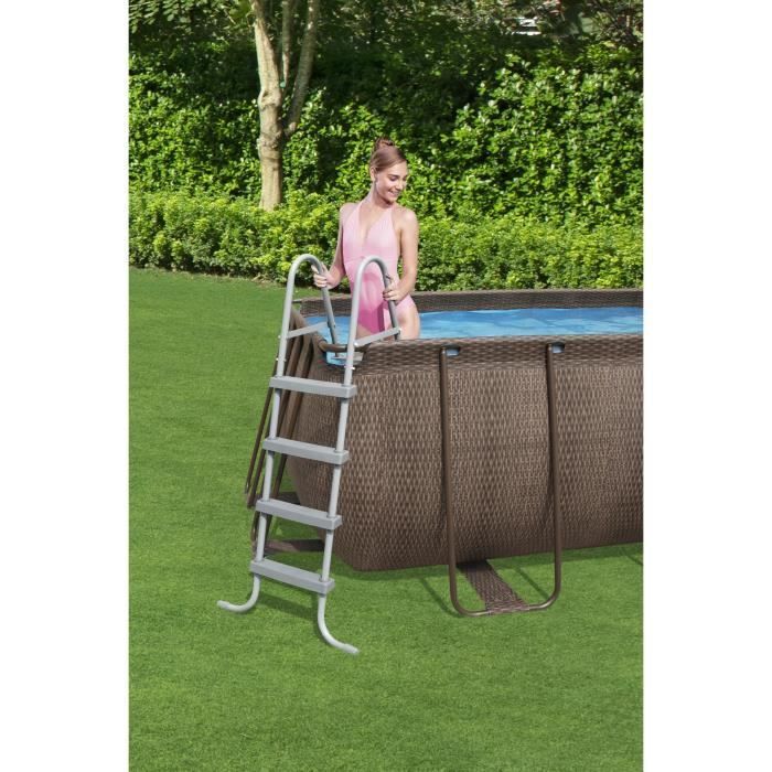 Kit de piscina tubular elevada BESTWAY - Power Steel™ - 412 x 201 x 122 cm - Rectangular (Filtro de arena, escalera, difusor)