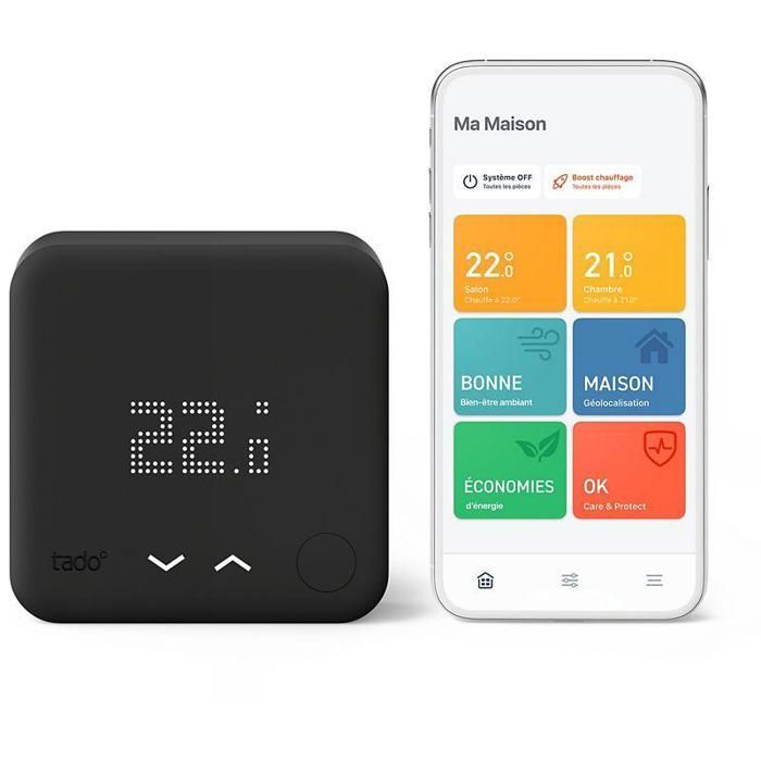 Termostato ambiente TADO - Kit principal - Preto - Reduz o seu consumo de energia