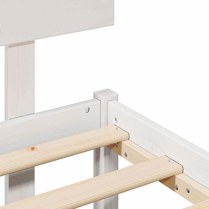 Cama doble CHIC para adultos - Estructura de cama de 200 x 200 cm, color blanco, madera maciza de pino #Sara48834
