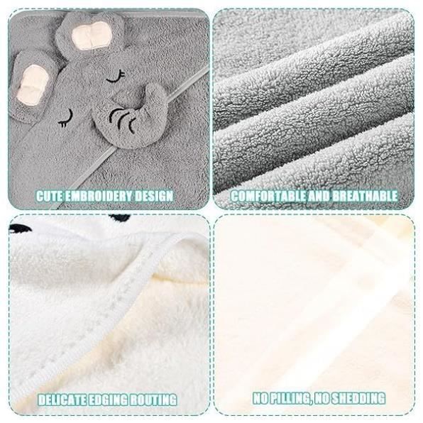 Toalla de baño con capucha para bebé, juego de 3 piezas de capa de baño para bebé, toalla con capucha de bambú, toalla de baño súper absorbente.