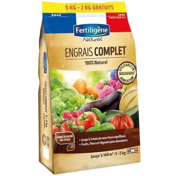 Engrais complet - FERTILIGENE - 140 m² - 100% naturel - 5+2 kg