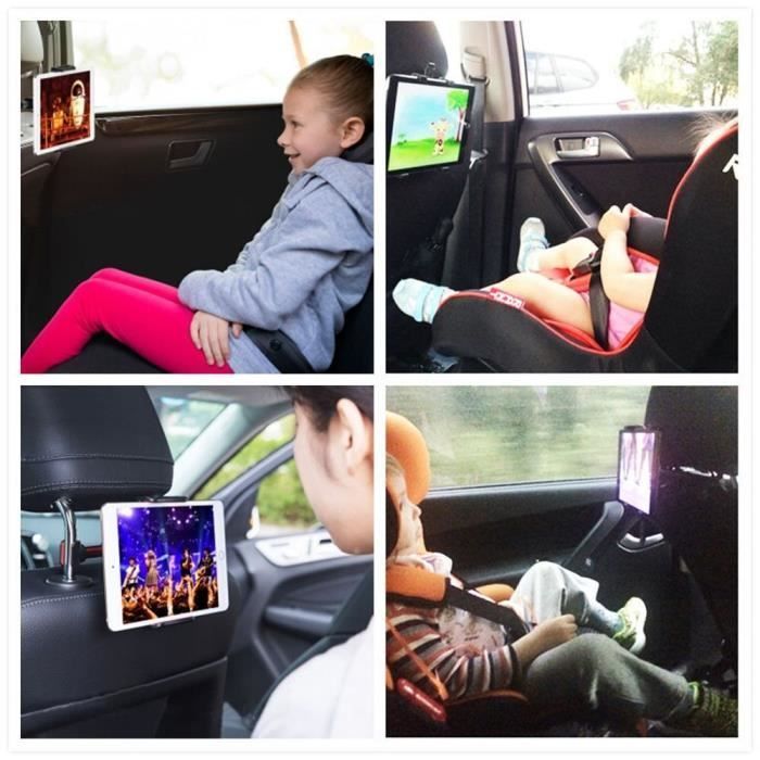 Car Mount for Tablet/Phone, 360° Adjustable Rotating, Rear Seat Mount - Black