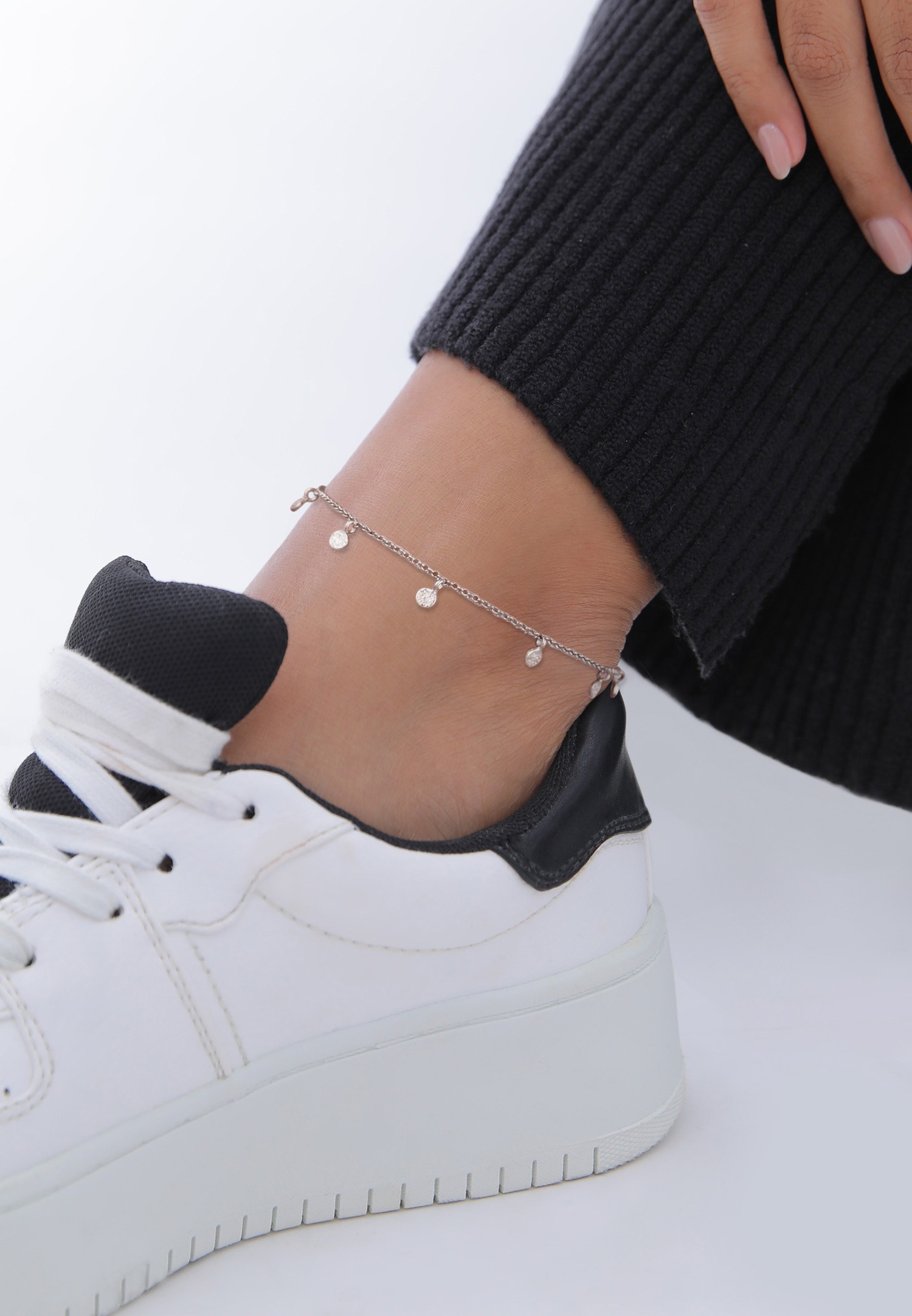 Elli Femmes bracelet de cheville plaquette pendentif organique en argent sterling 925