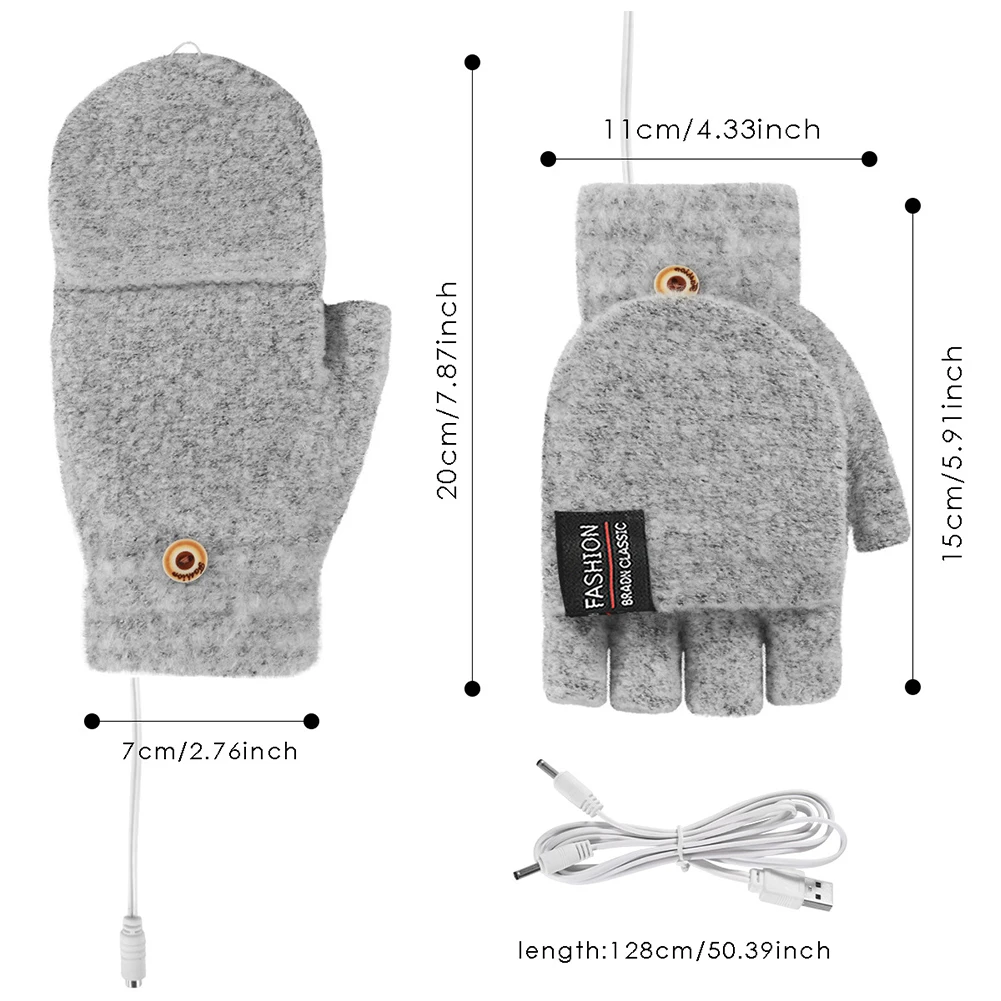 Gants chauffants électriques, mitaines chauffantes rechargeables USB, réutilisables, pour l'hiver, chauffent l'ordinateur portable et sont parfaits pour le sport et le ski.