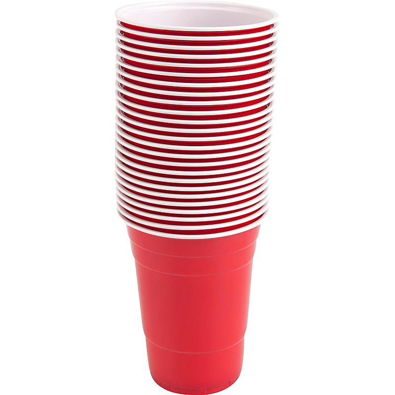 Vasos de fiesta Quick Red, paquete de 25 unidades, 500 ml