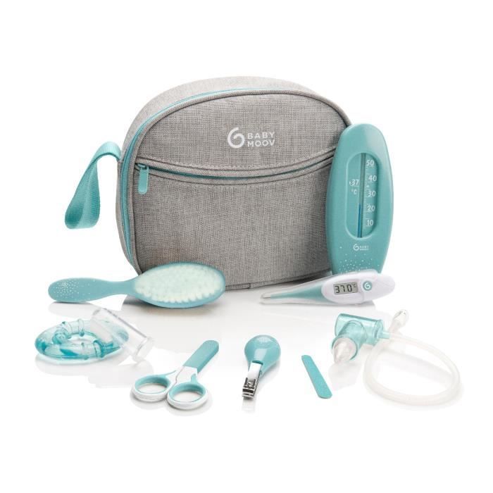 Kit per la cura del bambino Babymoov, 9 accessori, con termometro digitale, blu