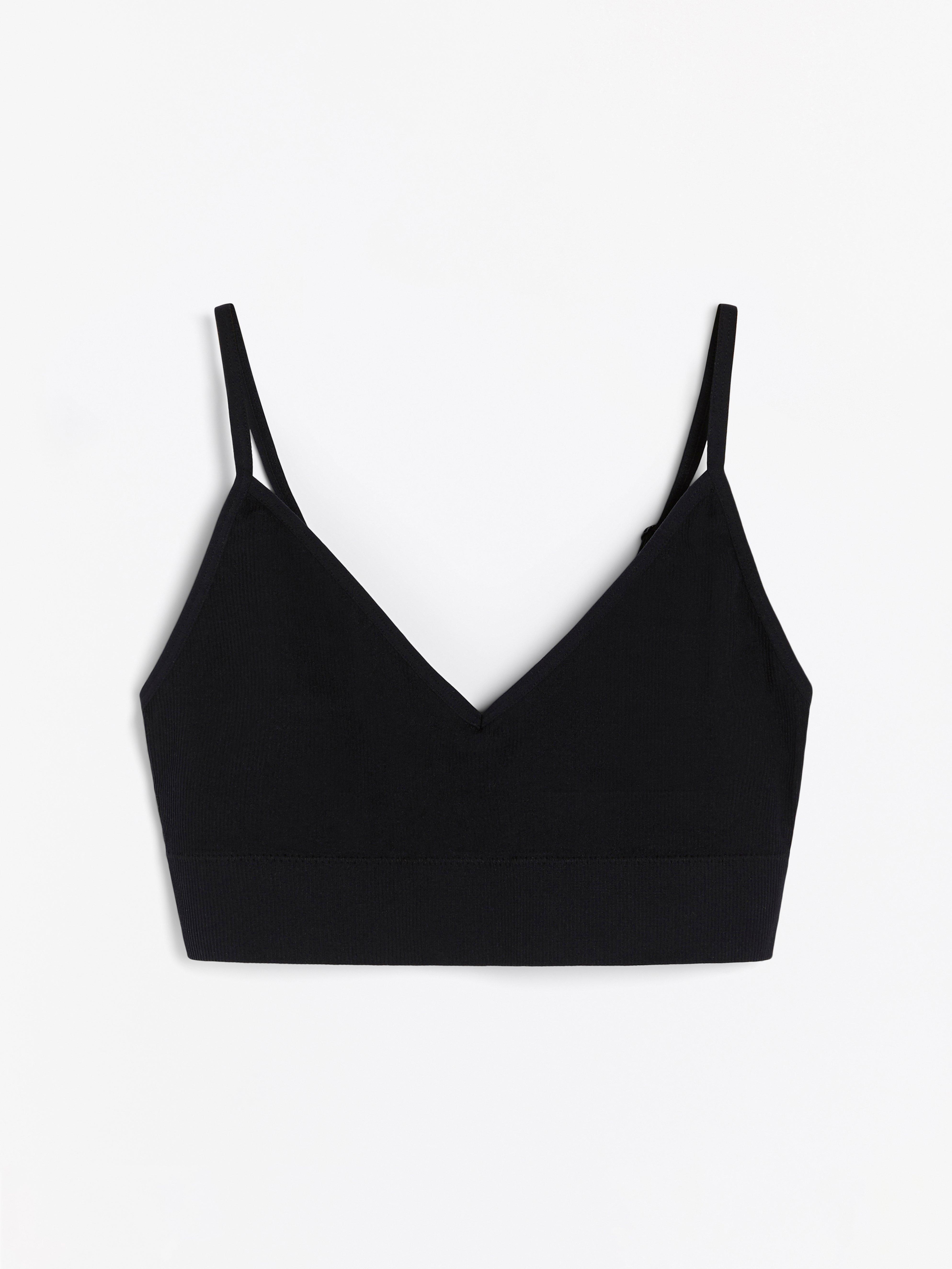 Ribbad sin costuras v-ringad soft-bh Negro