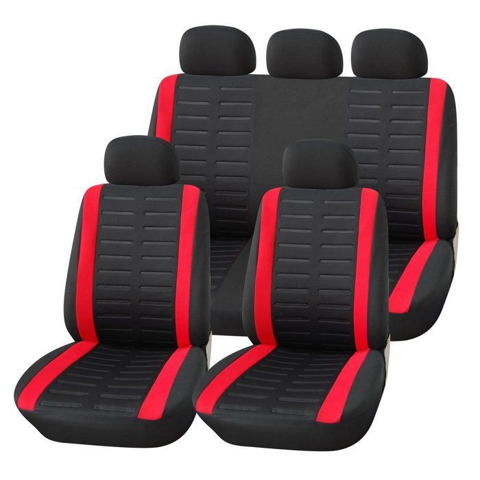 Funda universal para asiento de coche negra y roja | Juego de fundas universales para asientos de coche | Fundas para asientos