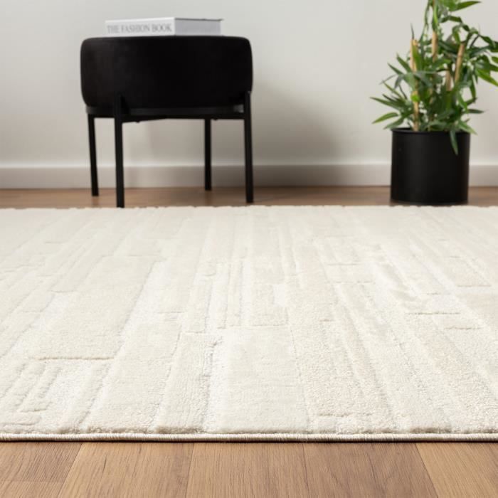 Tapis de séjour - VIMODA - Thème de la pierrel - Berbère - Crème - 160x230 cm