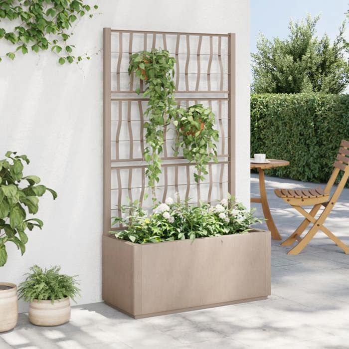 vidaXL Planter with Trellis, Raised Bed, Flower Box, Plant Pot, Flower Box for Garden, Patio, Terrace, Outdoor Use, 368781