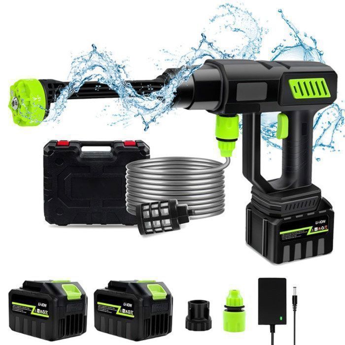 Hidrolimpiadora inalámbrica JOULLI de 120 bares con boquilla 6 en 1, alimentada por batería de 1500 mAh*2