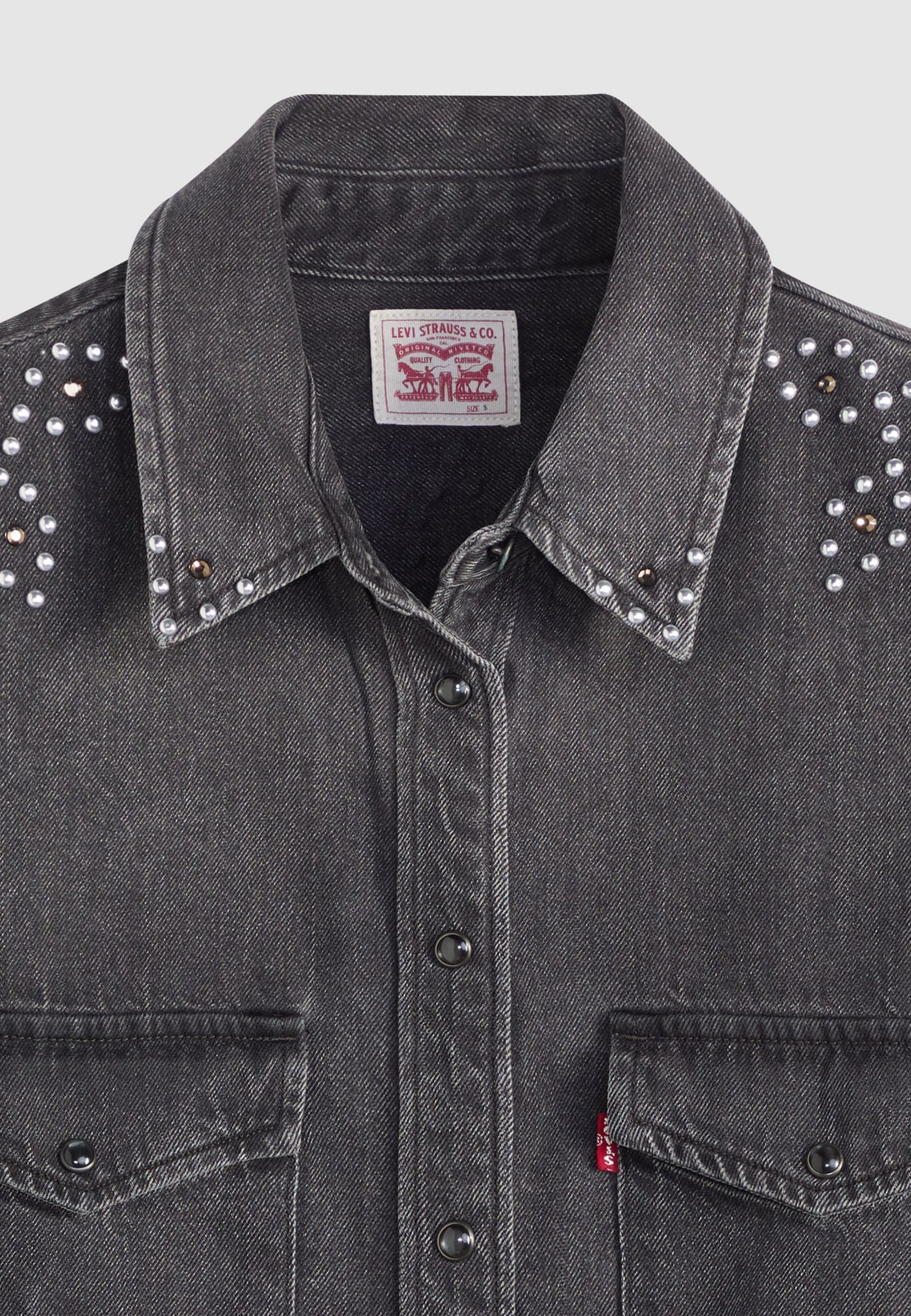 Levi's® ICONIC WESTERN - Blūze ar pogām - melna džinsa krāsa