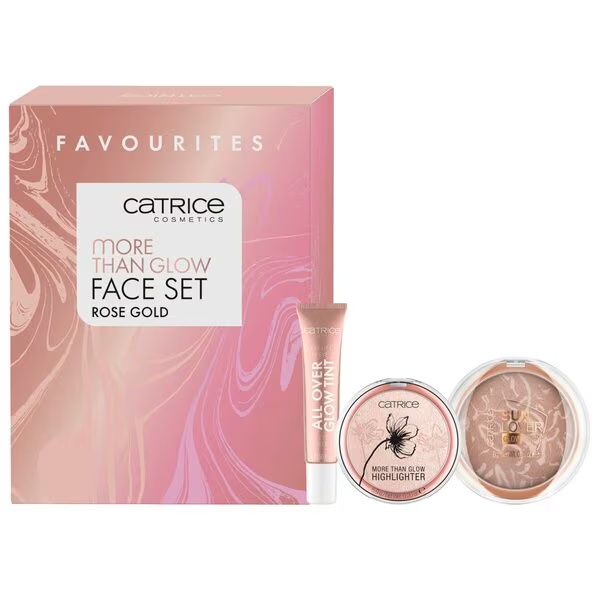 Catrice More Than Glow set za obraz z rožnato zlatim odtenkom<br>3 kosi