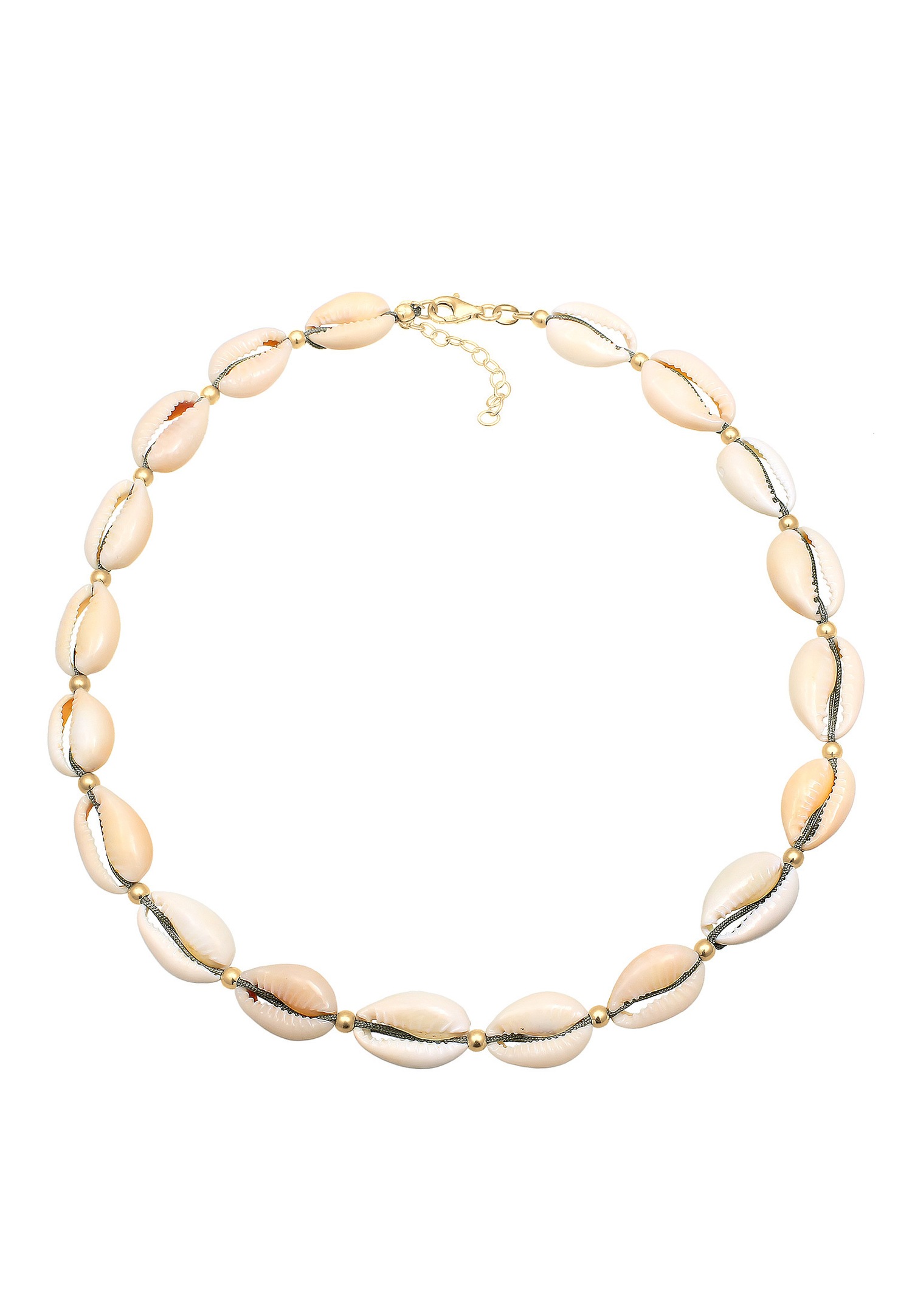 Elli Femmes Plage Été avec de Vrais Coquillages Cauris en Argent Sterling 925 Plaqué Or
