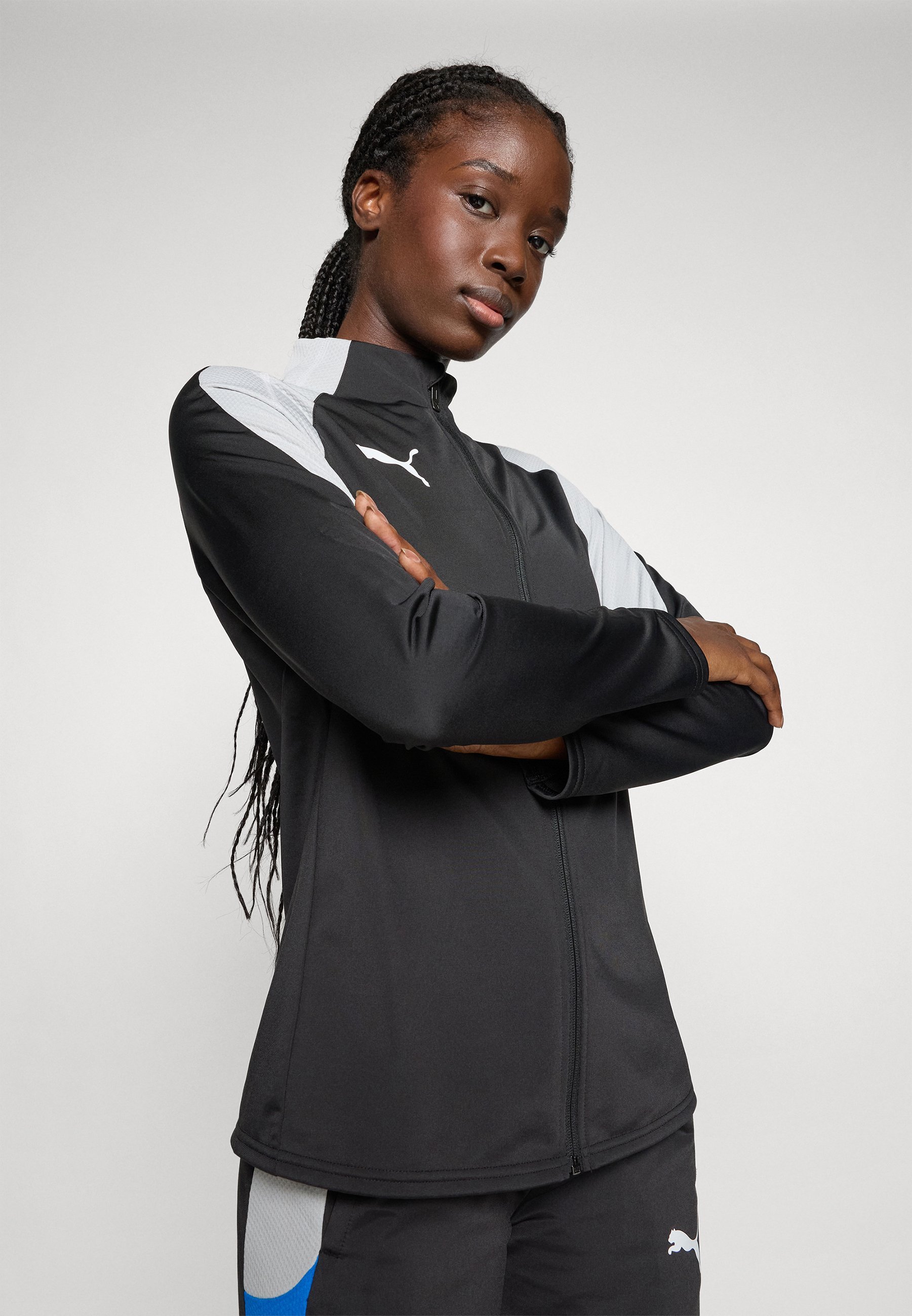 Puma INDIVIDUALBLAZE TRACKSUIT SET - Trainingspak - zwart/wit/koel lichtgrijs