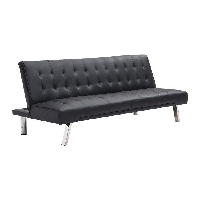 GUILLAUME black faux leather click-clack sofa bed