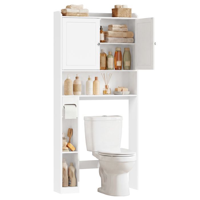 Bathroom cabinet with adjustable shelves, space-saving, modern, for laundry room, white