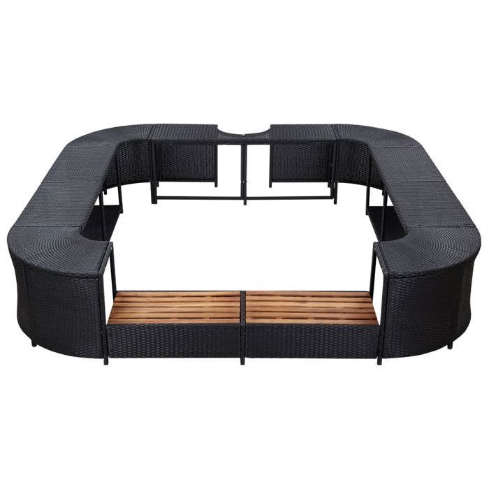 Marco de spa cuadrado vidaXL negro 268x268x55 cm Resina tejida