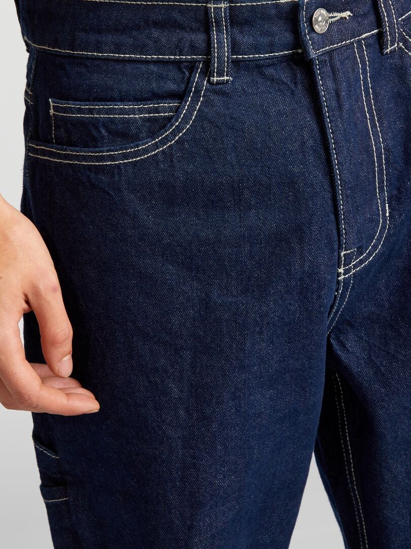 Calça jeans estilo carpinteiro - AZUL
