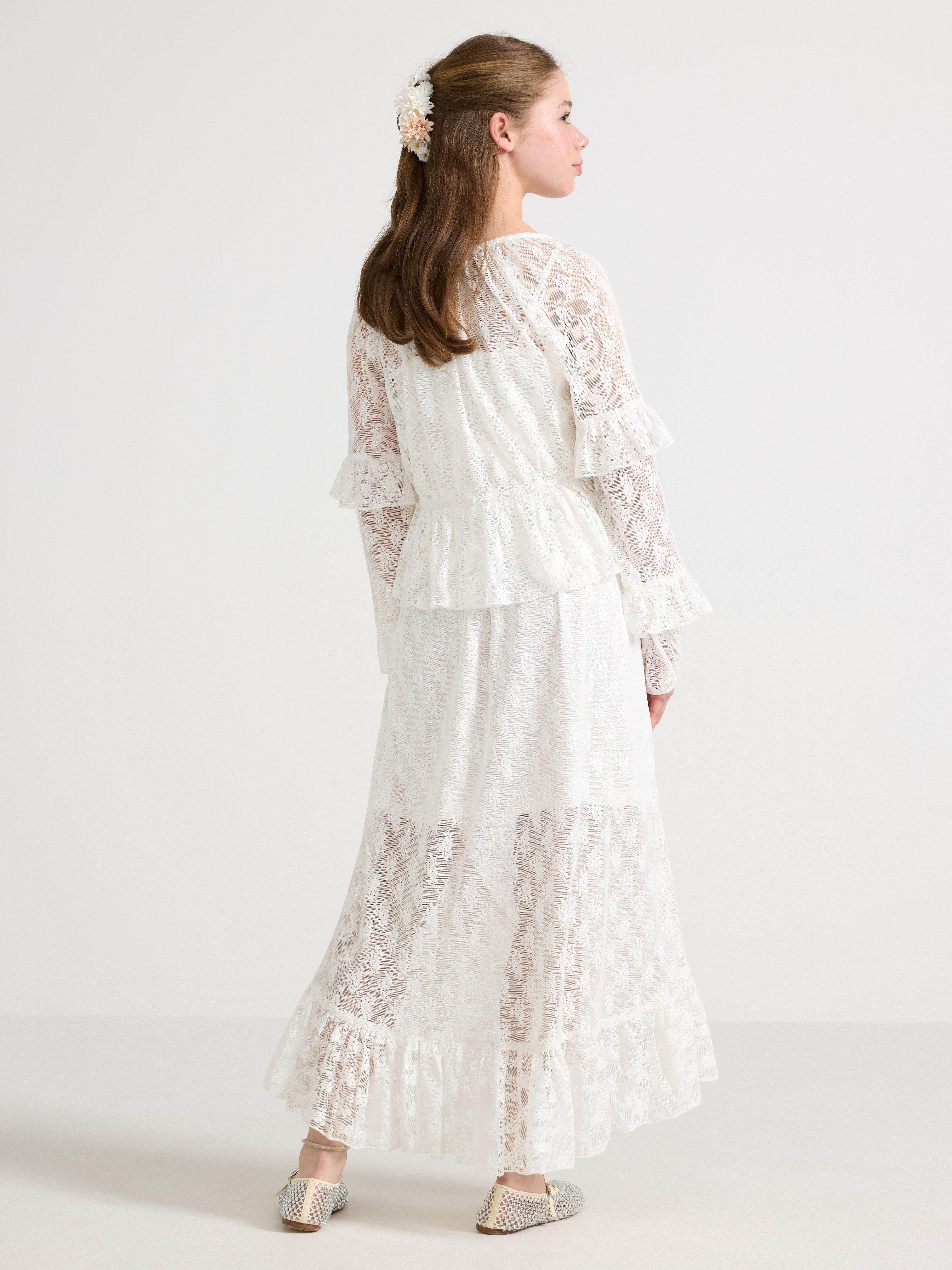 Blondenederdel med flæser Off White