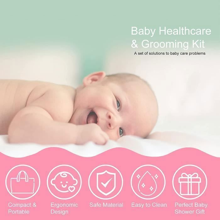 Kit professionale per la cura del bambino da 8 pezzi, trousse per articoli da toilette per neonati, kit per la cura del neonato con borsa da trasporto, kit per manicure