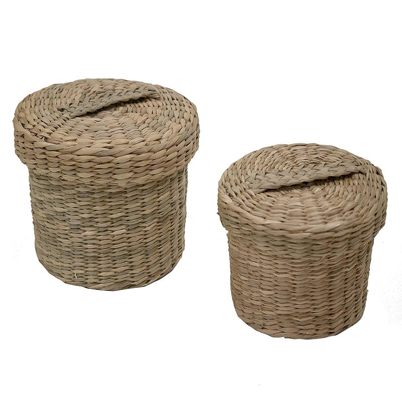 Panier à linge avec couvercle s/2 ø 12x10/10x10 cm algues