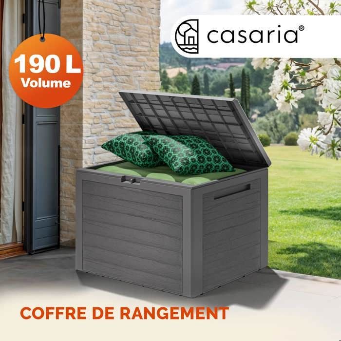Casaria® Baule da giardino per esterni 190L Grigio - Baule impermeabile con maniglie laterali per balcone