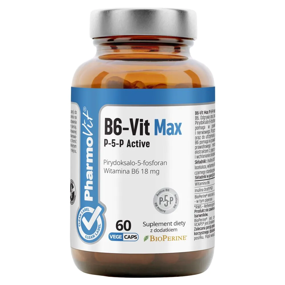 PharmoVit Clean Label B6-Vit Max Witamina B6 18 mg Kapsułki
